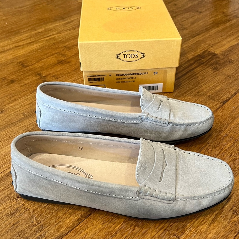 TODโS CITY GOMMINO DRIVING SHOES IN SUEDE - light grayish taupe color size 39 - Picture 5 of 16